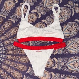 Billabong White and Red Bikini Set